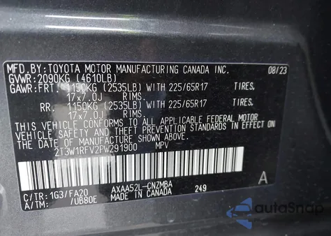 2023 Toyota Rav4 Xle z USA, uszkodzony, nr VIN 2T3W1RFV2PW291900